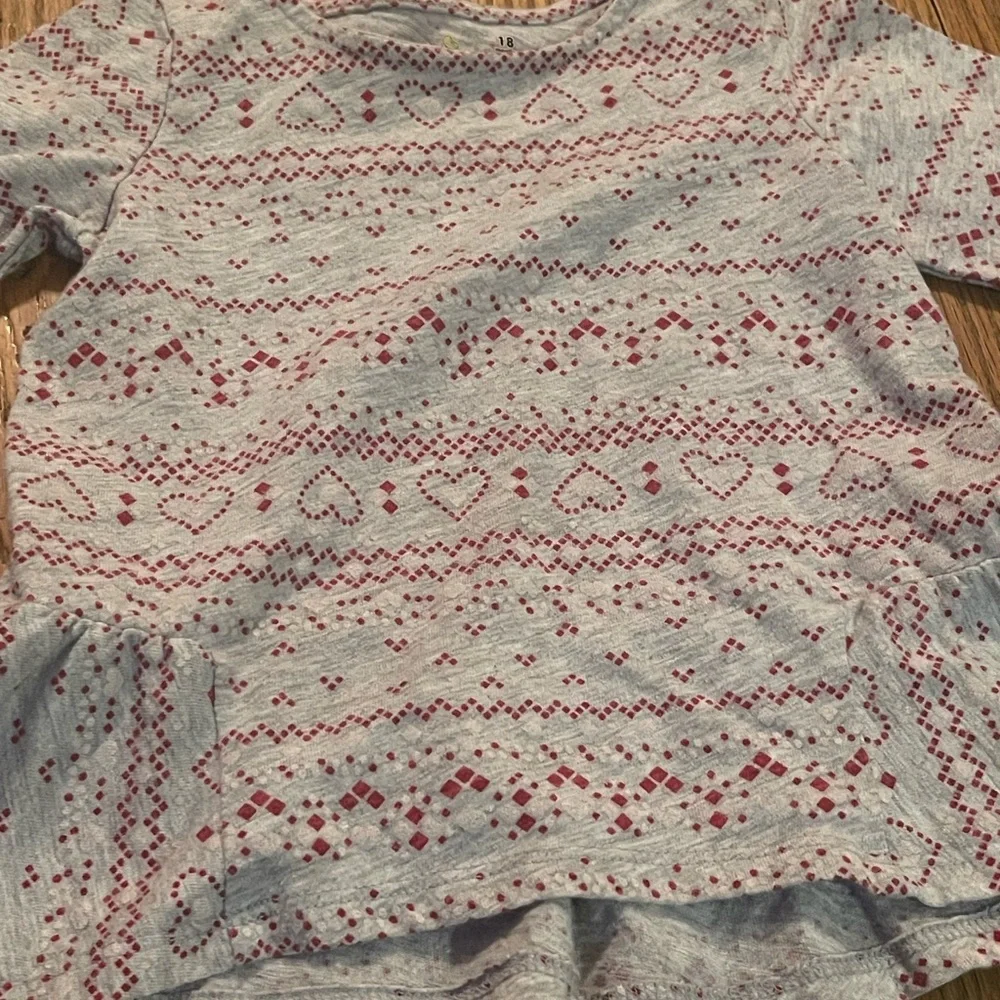 Jumping Beans Baby Girls Print Long Sleeve Top Size 18 Months Gray Red